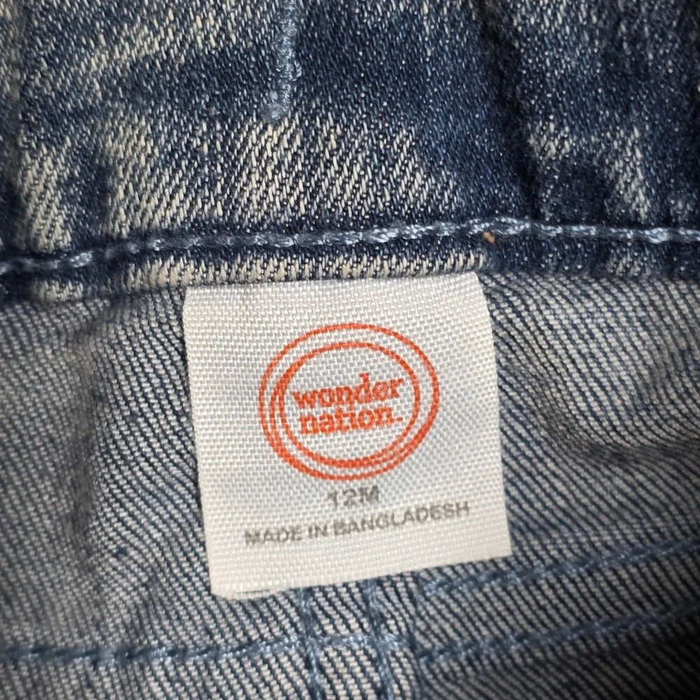 NWT Wonder Nation Toddler Boys Blue Denim Jeans Reinforced Knee‎ Size 12 Months